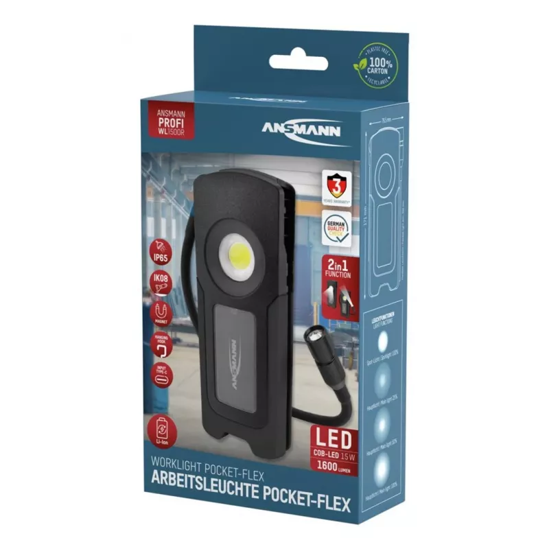 Ansmann WL1500R Pocket Flex LED φορητός φακός μαύρο 17,1 cm 6000K