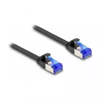 Καλώδιο δικτύου DeLOCK RJ45 επίπεδο patch καλώδιο βύσμα αρσενικό σε βύσμα αρσενικό Cat.6A 0,25 m μαύρο
