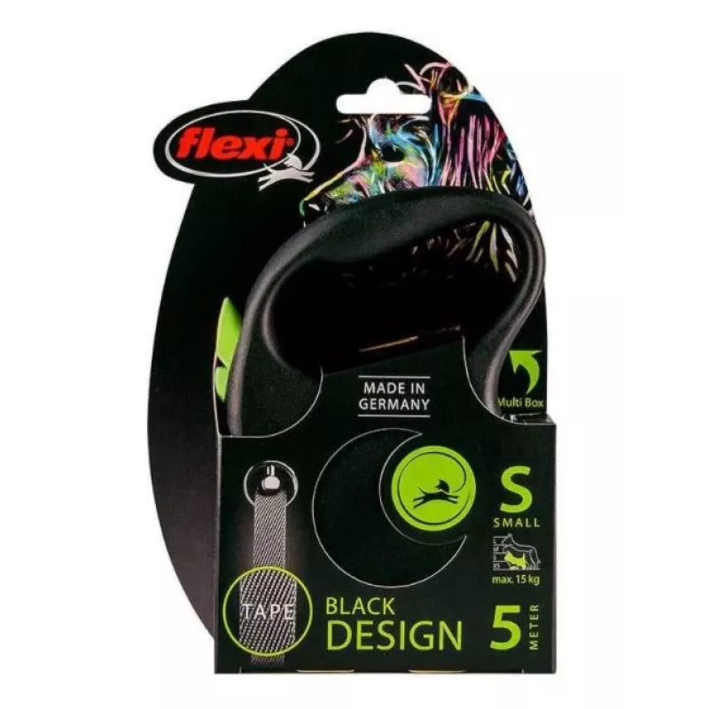 FLEXI Black Design S - Λουρί με μηχανισμό - 5 m