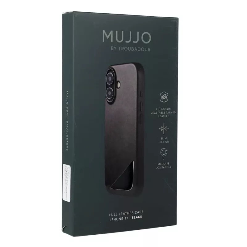 Mujjo Full Leather Case MagSafe Θήκη για iPhone 17 Μαύρο