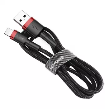 Καλώδιο USB-A σε Lightning Baseus Cafule 2.4A QC 3.0, 1 m — μαύρο/κόκκινο