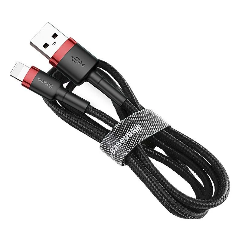 Καλώδιο USB-A σε Lightning Baseus Cafule 2.4A QC 3.0, 1 m — μαύρο/κόκκινο