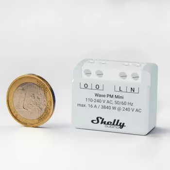 Έξυπνος διακόπτης Shelly Qubino Wave PM Mini, 1 καναλιού, χωνευτός, Z-Wave, ασύρματος, 110–240 V AC / 24–30 V DC, γκρι