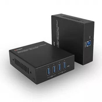 Lindy 100m USB 3.2 Gen 1 Cat.6A HDBaseT Extender, Πομπός & Δέκτης, Ενσύρματο, 100 m, Cat6a, Μαύρο, Μέταλλο