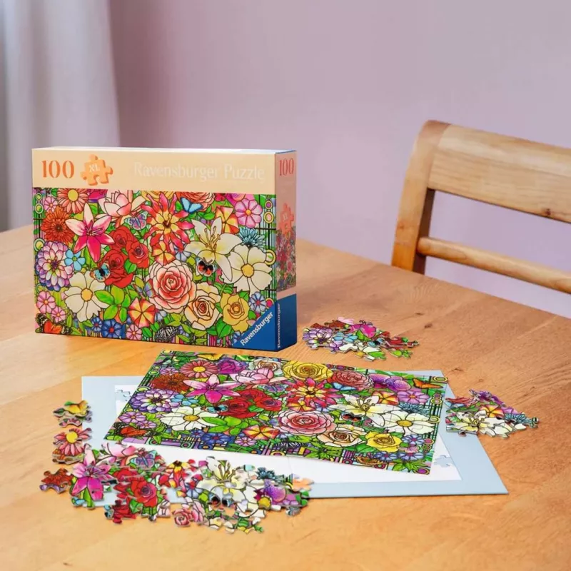 Ravensburger Feel Well & Puzzle - Blumenfenster, 100 τεμάχια, απτικά στοιχεία