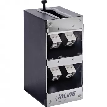 InLine 76203N Keystone Patchpanel, 4-Port Cat.6A, Τοποθέτηση σε τοίχο/ράγα DIN