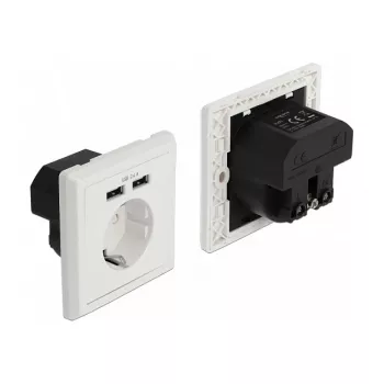 Πρίζα CEE 7/3 + USB DeLOCK 11471