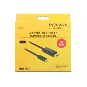 Προσαρμογέας καλωδίου βίντεο DeLOCK 85292 USB Type-C σε HDMI 3m μαύρο