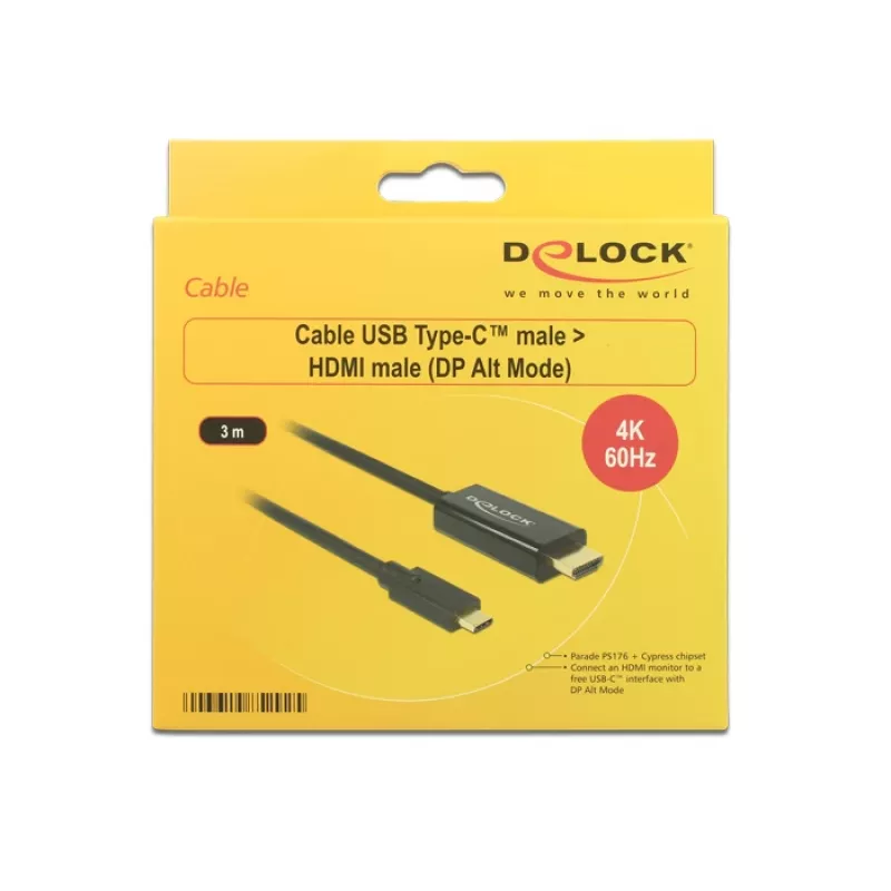 Προσαρμογέας καλωδίου βίντεο DeLOCK 85292 USB Type-C σε HDMI 3m μαύρο