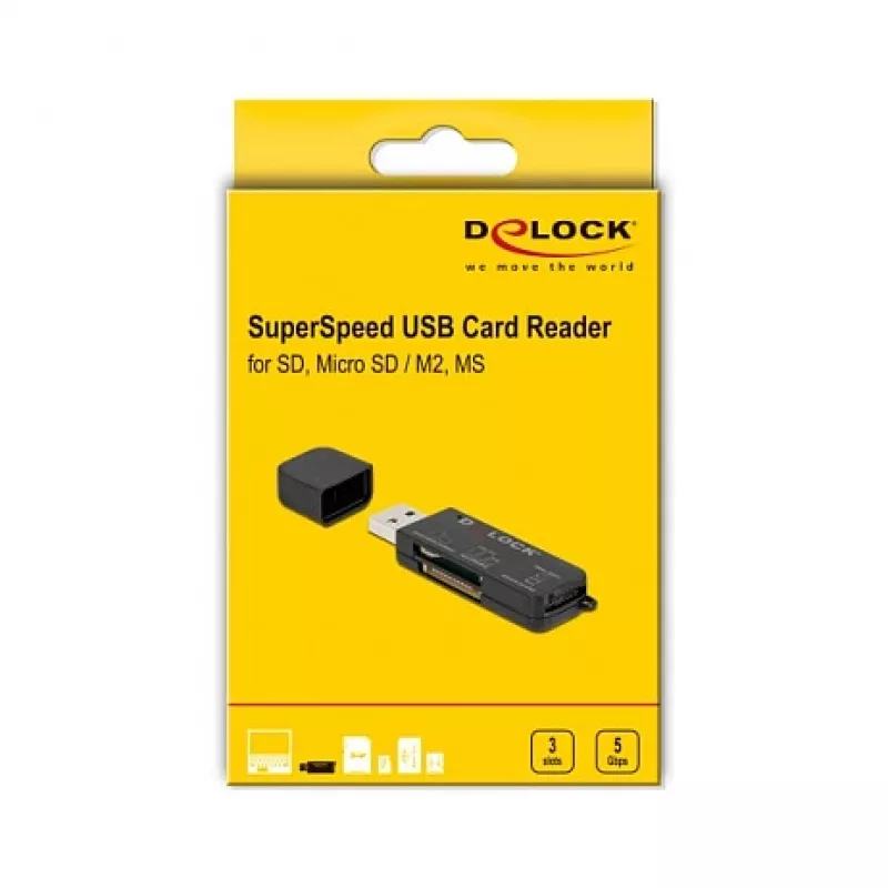 Αναγνώστης καρτών DeLOCK SuperSpeed USB για SD Micro SD MS