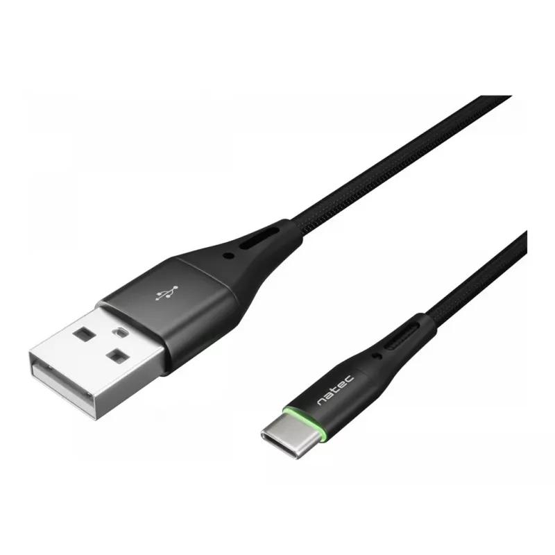 Καλώδιο NATEC USB-C/A 2.0 1m πράσινο LED μαύρο νάιλον
