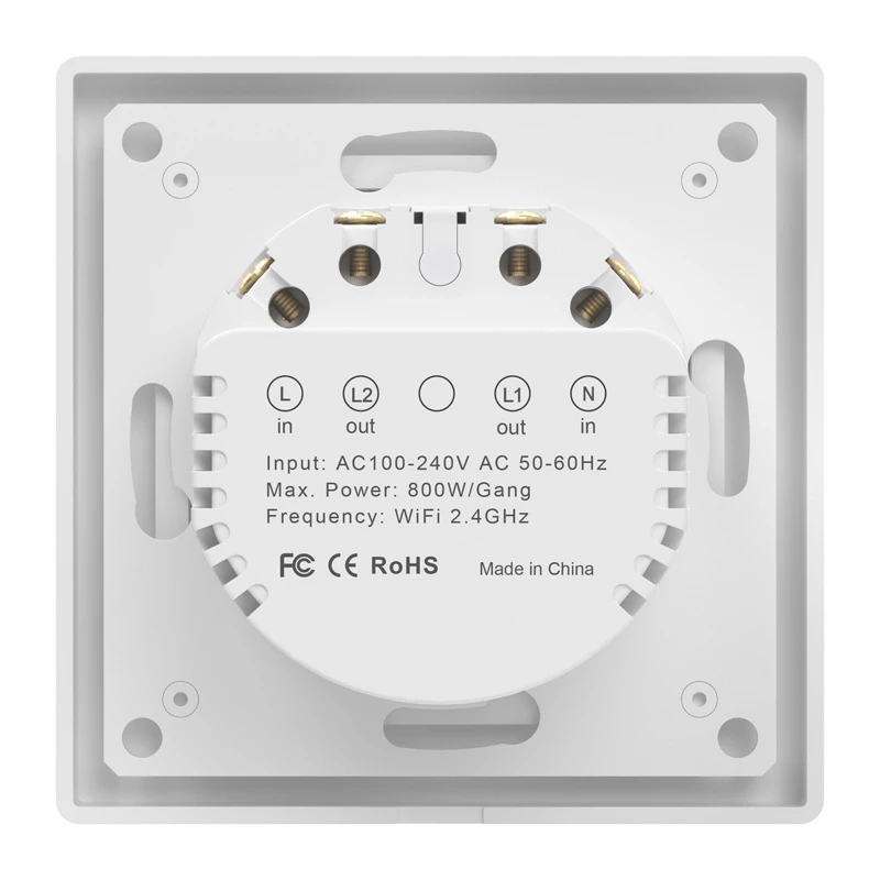 Επιτοίχιος διακόπτης φωτός αφής WiFi Avatto TS20-EU-W2 — 2 απλών, λευκό