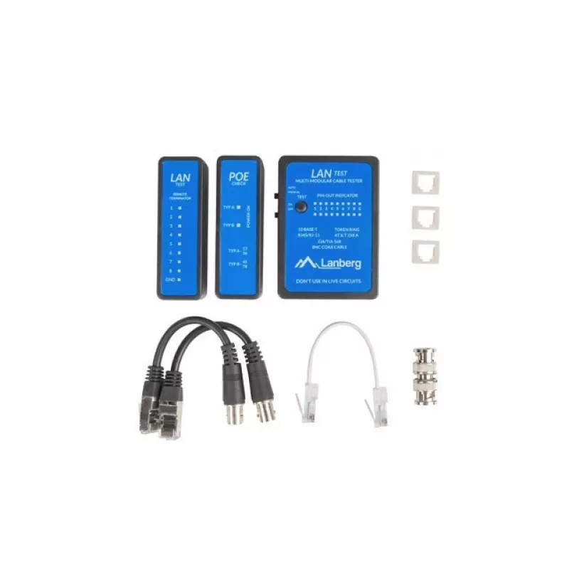 Ελεγκτής καλωδίων δικτύου Lanberg NT-0404 PoE-Tester μαύρο μπλε