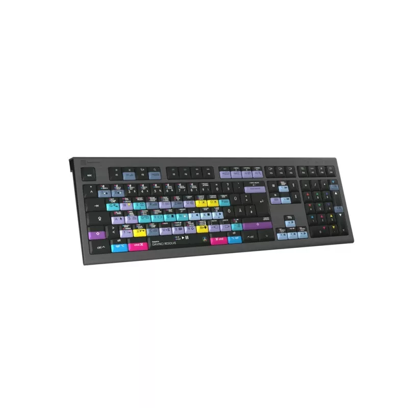 Logickeyboard ASTRA 2 πληκτρολόγιο DaVinci Resolve για Mac, πλήρους μεγέθους, ενσύρματο USB, μηχανισμός ψαλιδιού, QWERTZ γερμανικό, μαύρο