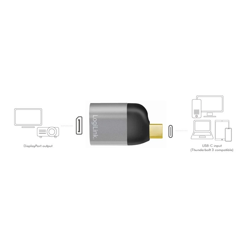 LogiLink CUA0204 προσαρμογέας USB-C σε DisplayPort μαύρο γκρι