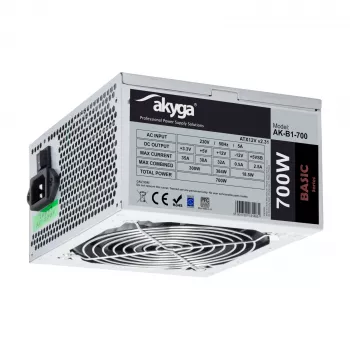 Akyga AK-B1-700 Basic 700 W ATX τροφοδοτικό, παθητικό PFC, ανεμιστήρας 120 mm, γκρι