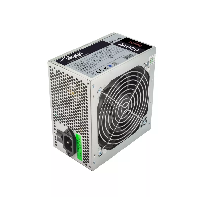 Akyga Basic AK-B1-600 ATX τροφοδοτικό 600 W, ανεμιστήρας 120 mm, παθητικό PFC, γκρι