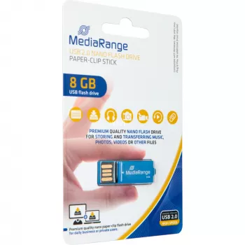 USB Nano 8 GB, USB stick μπλε, USB-A 2.0, με λειτουργία συνδετήρα