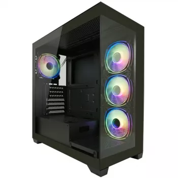 LC-Power Κουτί MidiTower 715B μαύρο USB3.2/Audio χωρίς τροφοδοτικό SEAMLESS_X (LC-715B-ON)