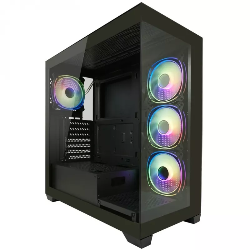LC-Power Κουτί MidiTower 715B μαύρο USB3.2/Audio χωρίς τροφοδοτικό SEAMLESS_X (LC-715B-ON)