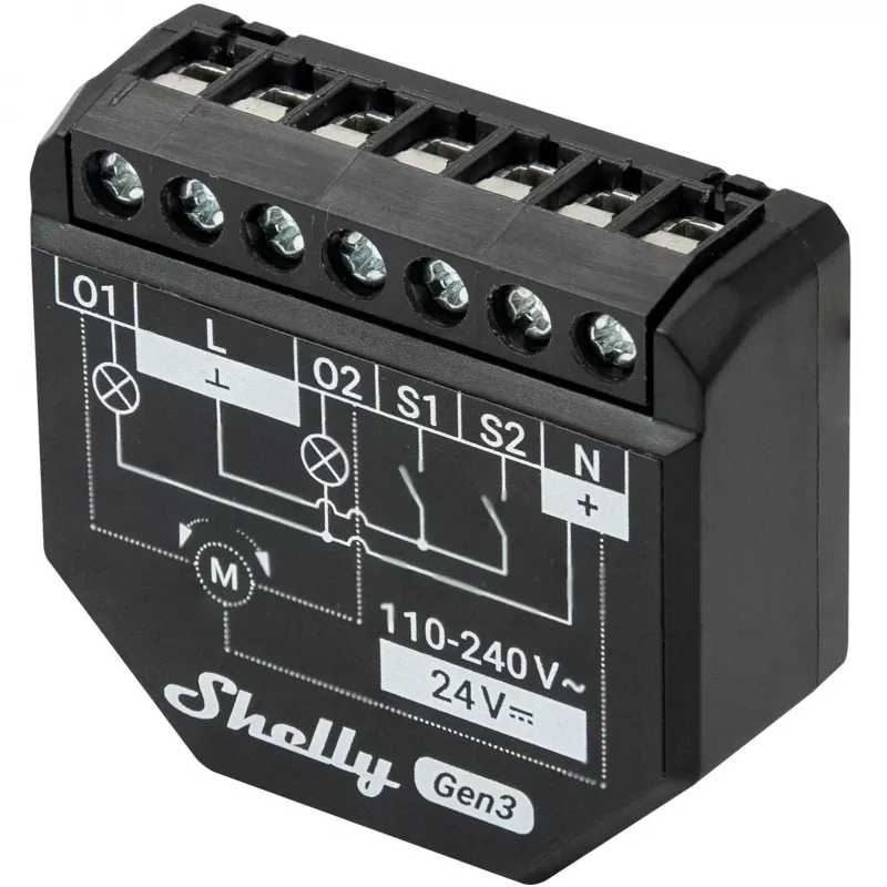 Shelly 2PM Gen3 Έξυπνος διακόπτης 2P μαύρο