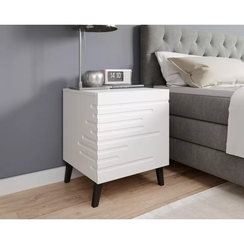 Κομοδίνο cama meble NOVA με 1 συρτάρι 44×40×52 cm, λευκό ματ