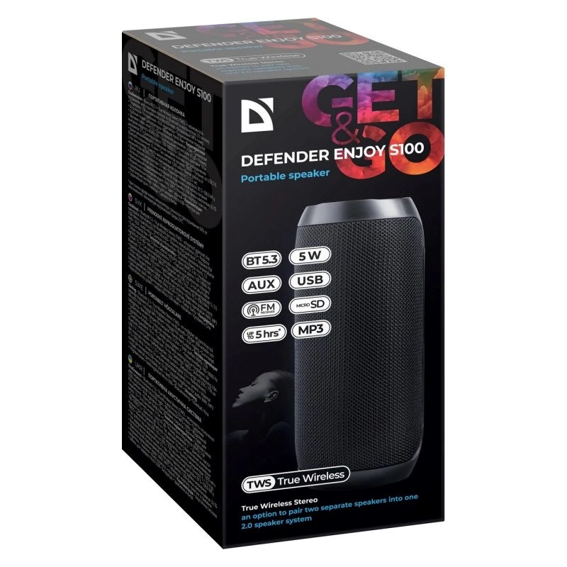 Defender Enjoy S100 Ηχείο Bluetooth, 5 W, Μαύρο