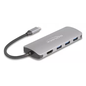 USB-C Hub DELOCK 64323 — USB 3.2 Gen 2 Type-C-Host, HDMI + 2× USB-A + 2× USB-C, 10 Gbit/s, γκρι