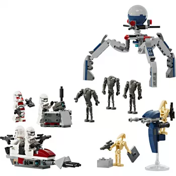 LEGO Star Wars Clone Trooper & Battle Droid Battle Pack Παιχνίδι κατασκευής για παιδιά με όχημα Speeder Bike, 4 μίνι φιγούρες και 5 φιγούρες, δώρο για αγόρια