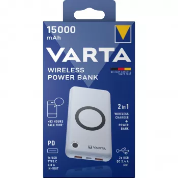 Φορητό powerbank Varta Wireless Power Bank 15000 mAh