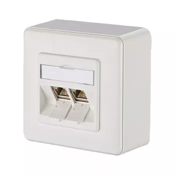 METZ CONNECT BTR E-DAT Module 8/8(8) AP - Επιτοίχια πρίζα - RJ-45 X 2 - Λευκό, RAL 9010 (1309120002-E)