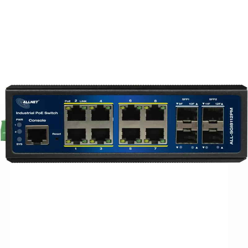 Βιομηχανικό switch PoE ALLNET ALL-SGI8112PMJ 8+4 θύρες