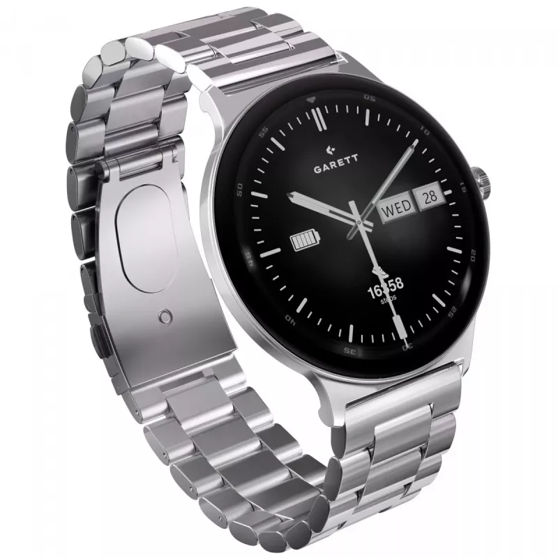 Smartwatch Garett Quantum — ανοξείδωτο ατσάλι ασημί