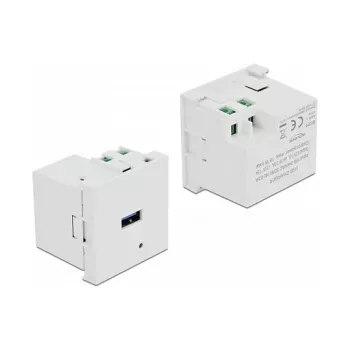 Πρίζα USB-A DELOCK 81311, λευκό, 100–240 V, 0,5 A, ένδειξη λειτουργίας LED, πλαστικό κουτί