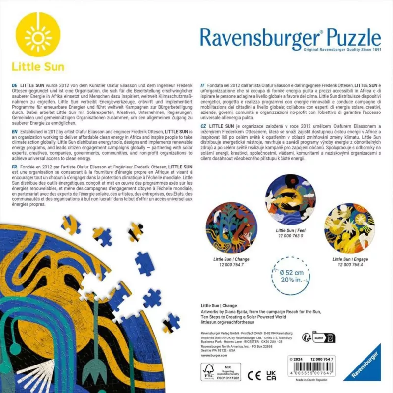 Παζλ χρωμάτων Ravensburger Little Sun - Change, 500 τεμάχια, μοντέλο 12000764