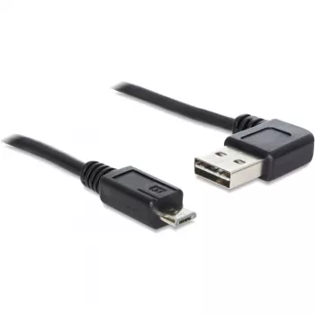 Delock Easy - καλώδιο USB - USB (M) αριστερά/δεξιά γωνιακό, αναστρέψιμο σε Micro-USB Type B (M) ίσιο - USB2.0 - 50 cm - μαύρο (85163)