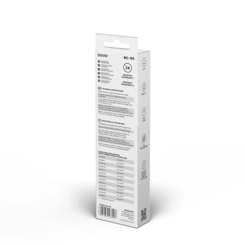 Savio RC-05 μαύρο τηλεχειριστήριο IR ασύρματο