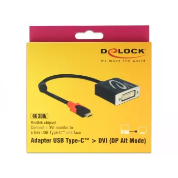 Προσαρμογέας καλωδίου βίντεο DeLOCK 61213 USB Type-C σε DVI 0,2 m μαύρο