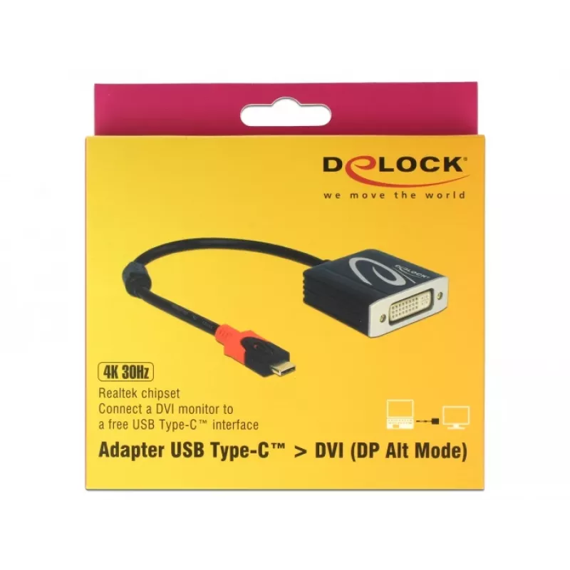 Προσαρμογέας καλωδίου βίντεο DeLOCK 61213 USB Type-C σε DVI 0,2 m μαύρο