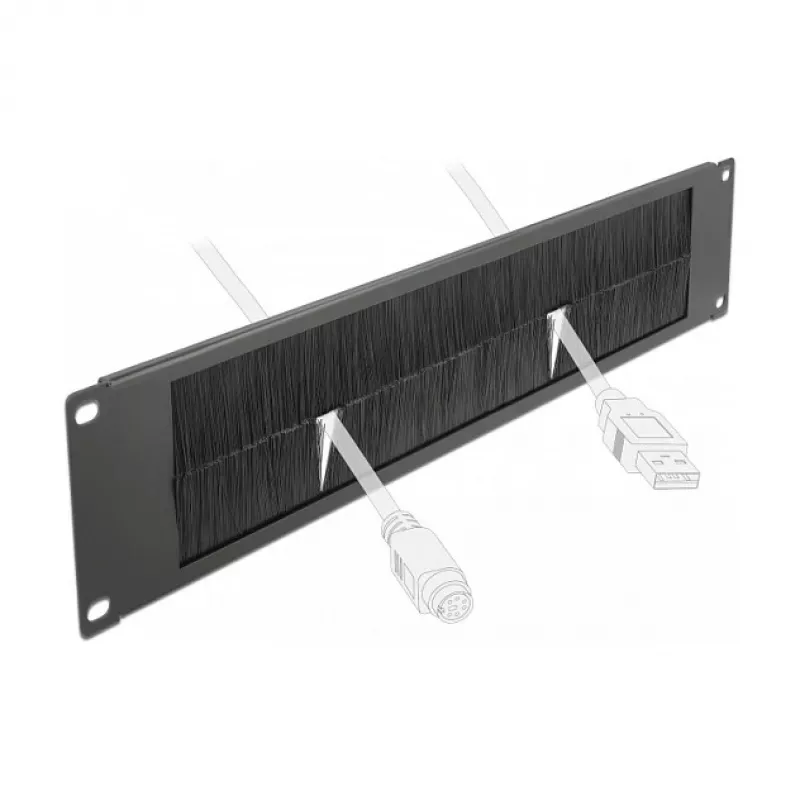 Brush Panel DeLOCK 19 ιντσών Λωρίδα διαχείρισης καλωδίων με βούρτσες 2U μαύρο