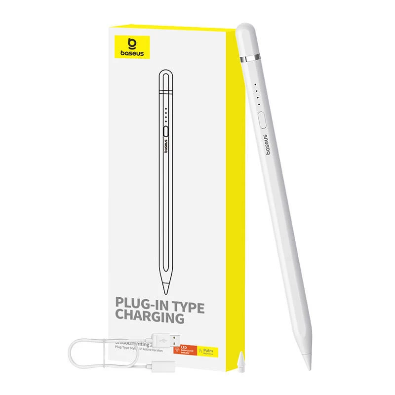 Stylus Baseus Smooth Writing Series φόρτιση Plug-in Lightning, λευκό