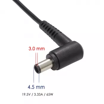 Akyga AK-ND-58 τροφοδοτικό φορητού υπολογιστή 19,5 V / 3,34 A, 65 W, βύσμα 4,5 x 3,0 mm με pin, για Dell