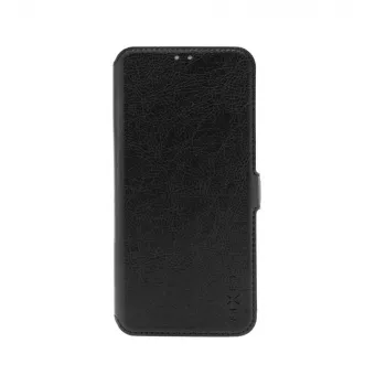 Δερμάτινη θήκη βιβλίου FIXED για Xiaomi Redmi 14C, μαύρο — προστασία εμπρός και πίσω όψης