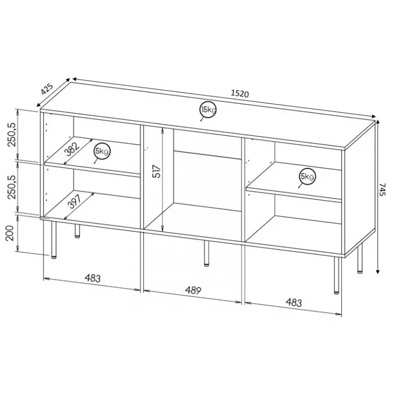 HOLE Κομό 152x42,5x74,5 cm λευκό ματ