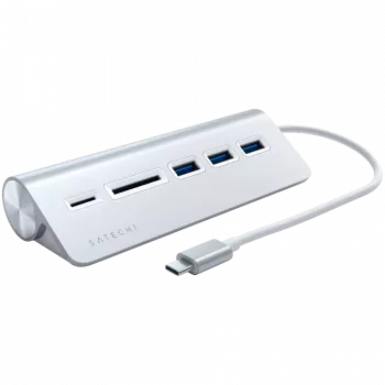 Satechi Type-C Αλουμινένιο Hub USB & Αναγνώστης καρτών, ασημί, ST-TCHCRS