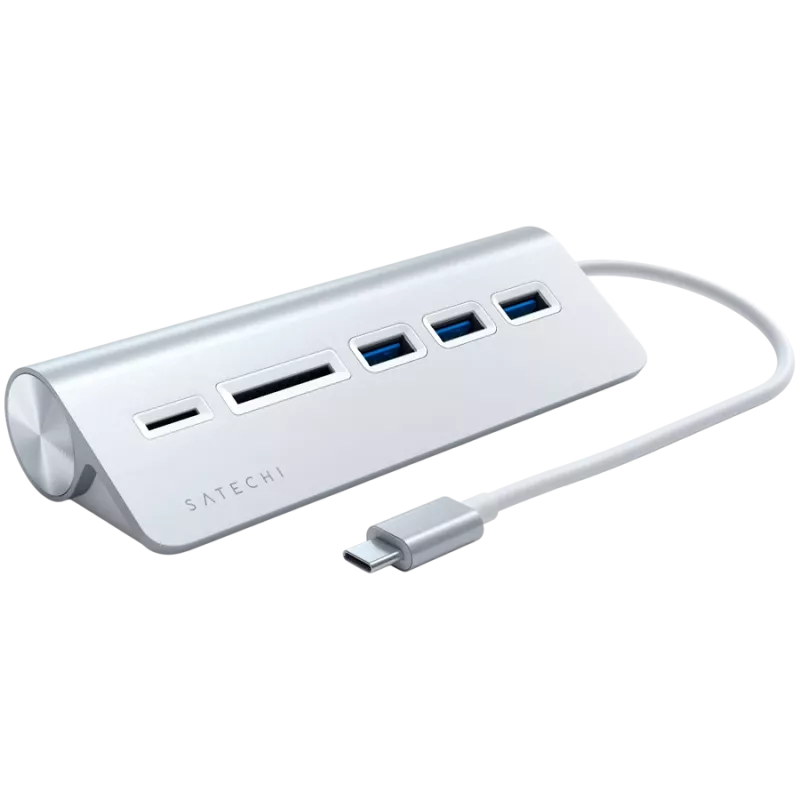 Satechi Type-C Αλουμινένιο Hub USB & Αναγνώστης καρτών, ασημί, ST-TCHCRS
