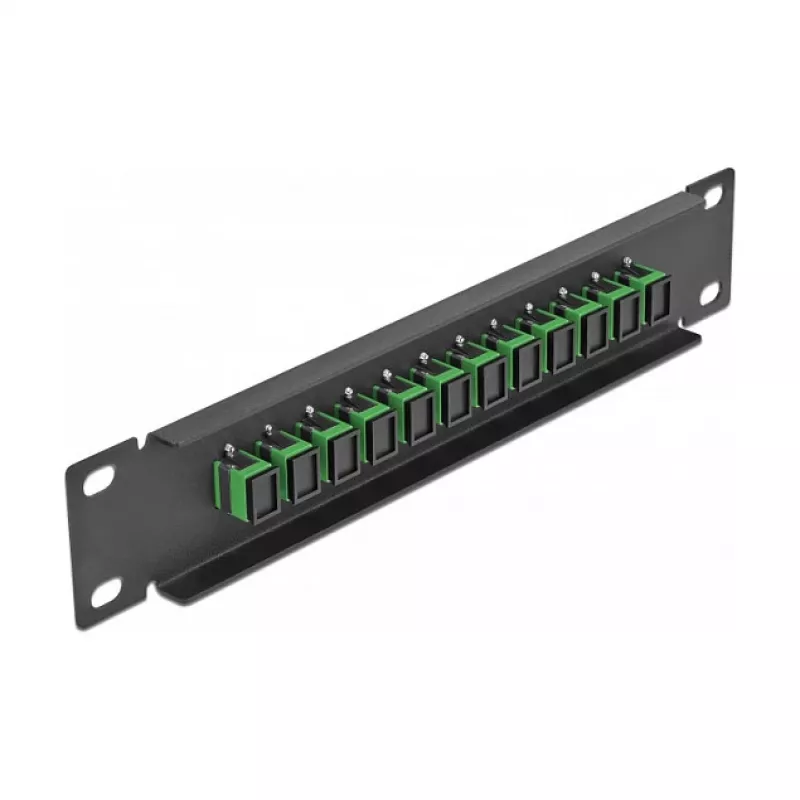 Patchpanel οπτικών ινών DeLOCK 10 ιντσών 12 Port SC Simplex πράσινο 1U μαύρο