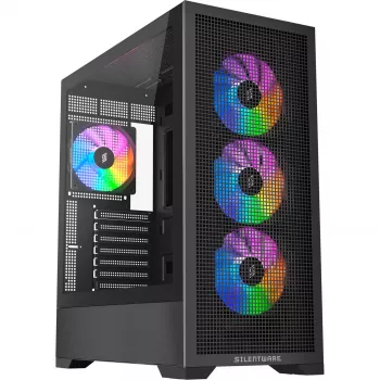 Κουτί PC Silentware Core 100 A-RGB μαύρο — Μοντέλο CORE100Schwarz, φωτισμός A-RGB, φόρμα Mid-Tower