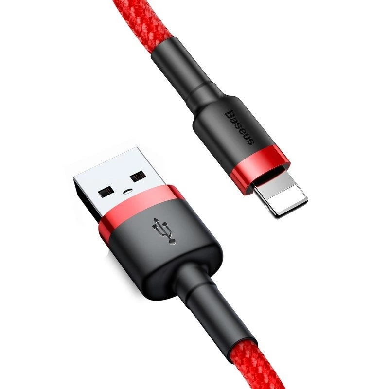 Καλώδιο Baseus Cafule USB Lightning 2,4A 1m (μαύρο + κόκκινο)