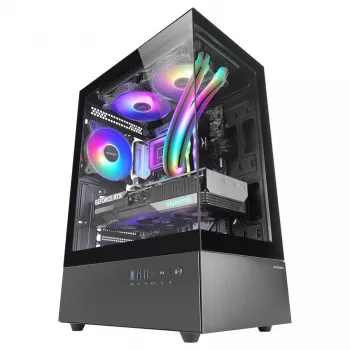 Κουτί υπολογιστή TACENS Mars Gaming MC-XO Midi Tower Μαύρο — ATX/Micro-ATX/Mini-ITX, τροφοδοτικό κάτω, 1×120 mm πίσω ανεμιστήρας, υποστηρίζει κάρτες γραφικών έως 328 mm